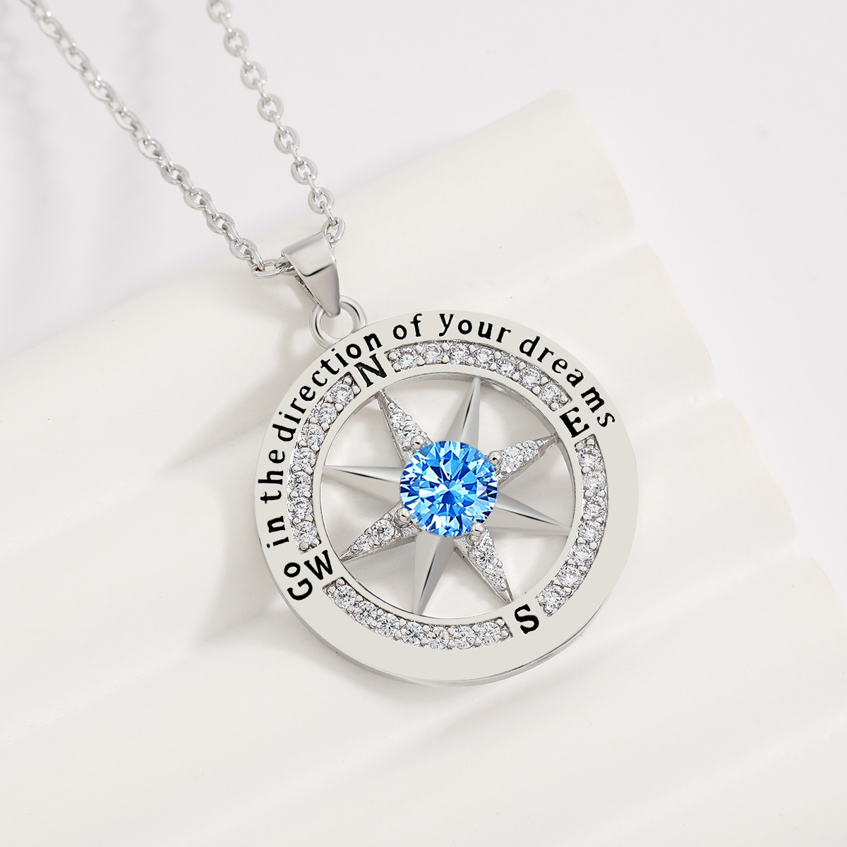 Compass English Pendant Octagonal Star Compass Necklace - Picture 22 of 23