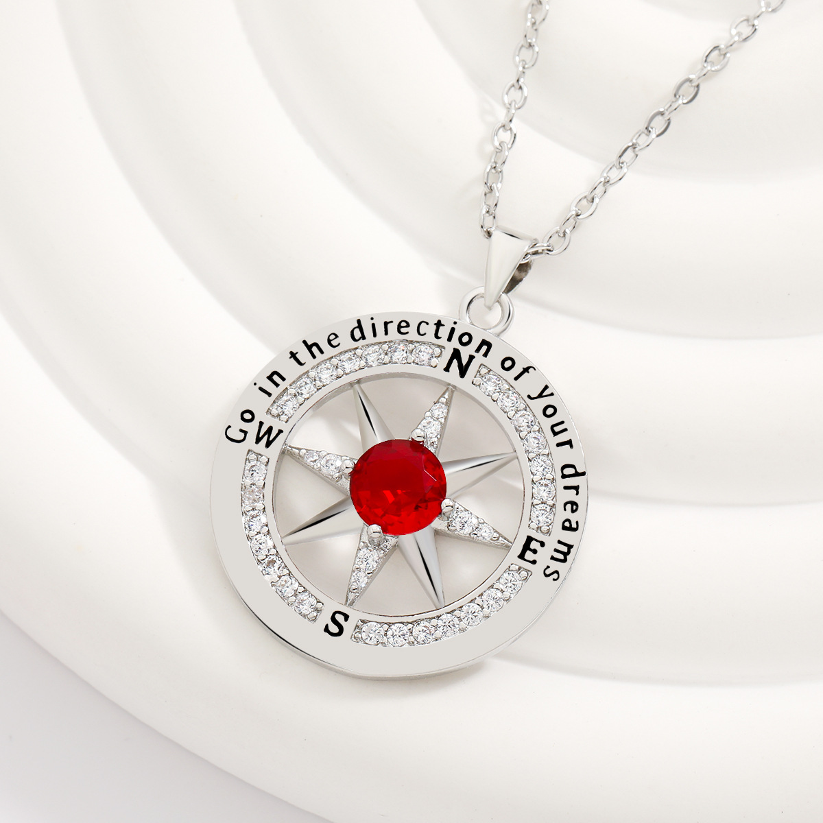 Compass English Pendant Octagonal Star Compass Necklace - Picture 23 of 23
