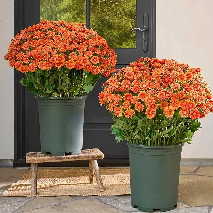 Funsdecor Mums, Artificial Sunset Mums, Artificial Outdoor Sunset Mums Flowers - Picture 34 of 36
