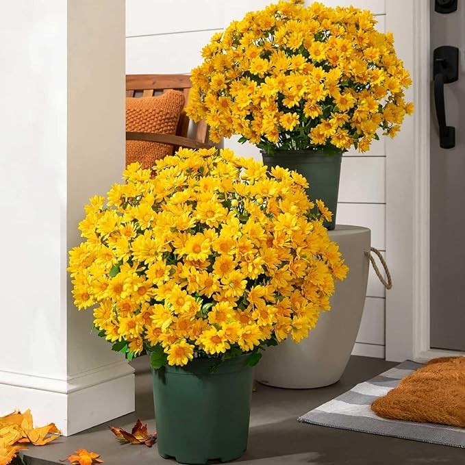 Funsdecor Mums, Artificial Sunset Mums, Artificial Outdoor Sunset Mums Flowers - Picture 33 of 36