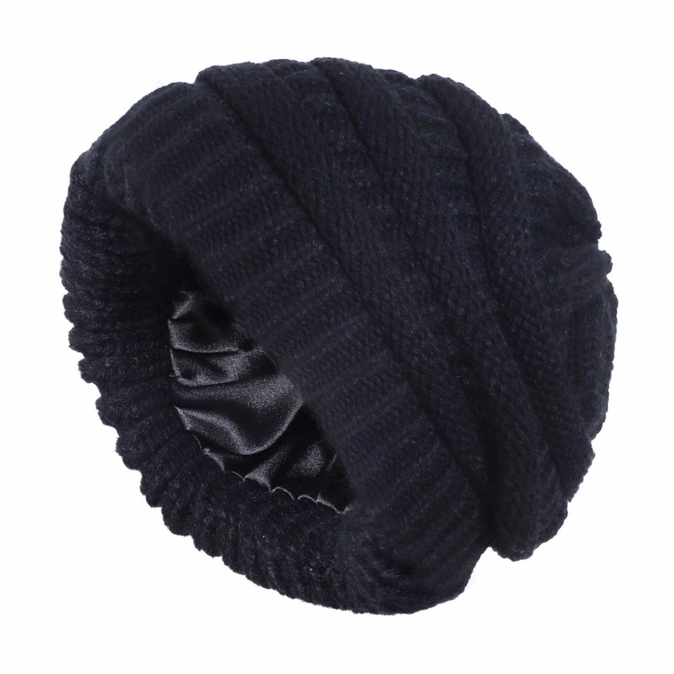 Womens Mens Winter Beanie Hat Warm Knit Hat Thick Silk Satin Lined Cap Outdoor - Bild 26 von 33