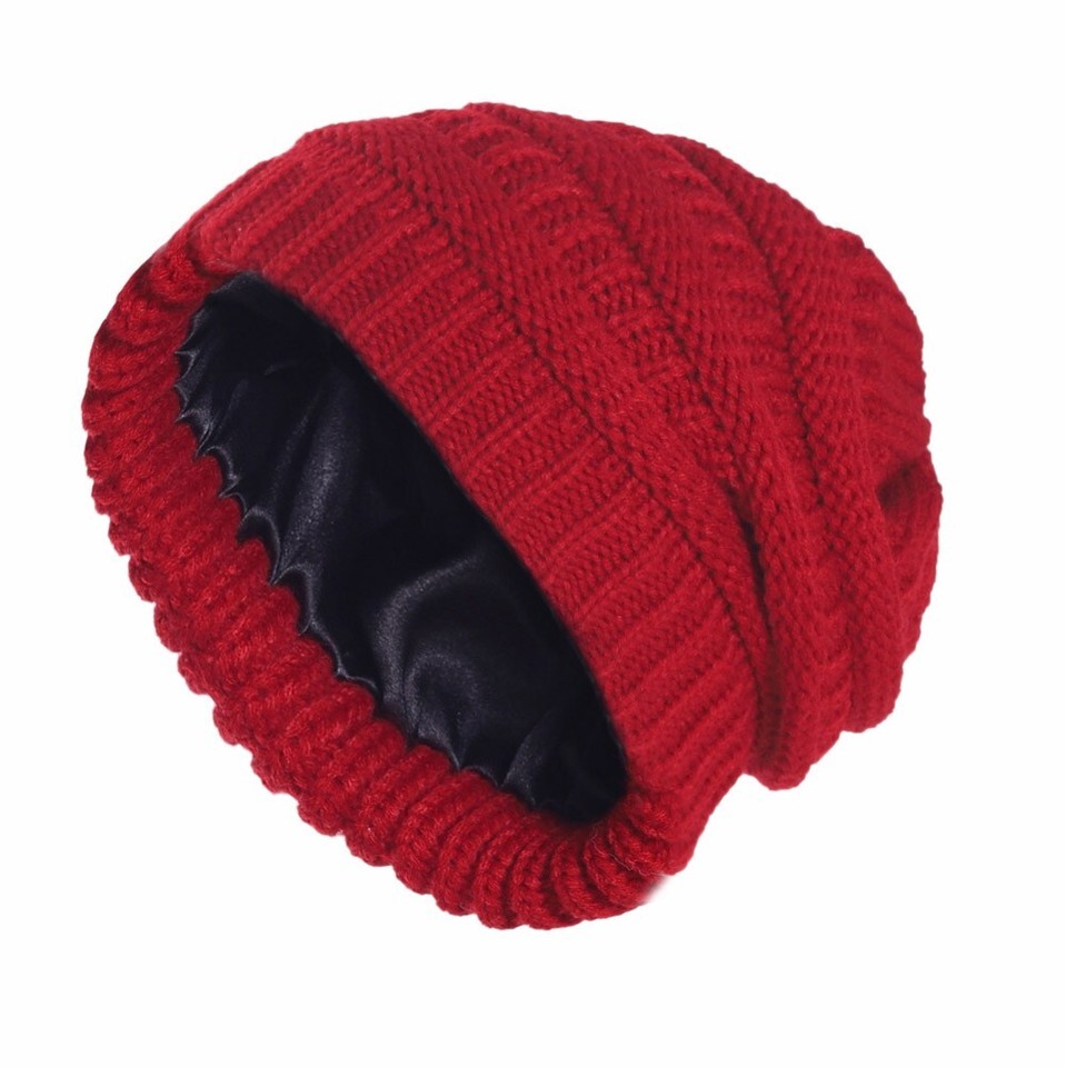 Womens Mens Winter Beanie Hat Warm Knit Hat Thick Silk Satin Lined Cap Outdoor - Bild 28 von 33