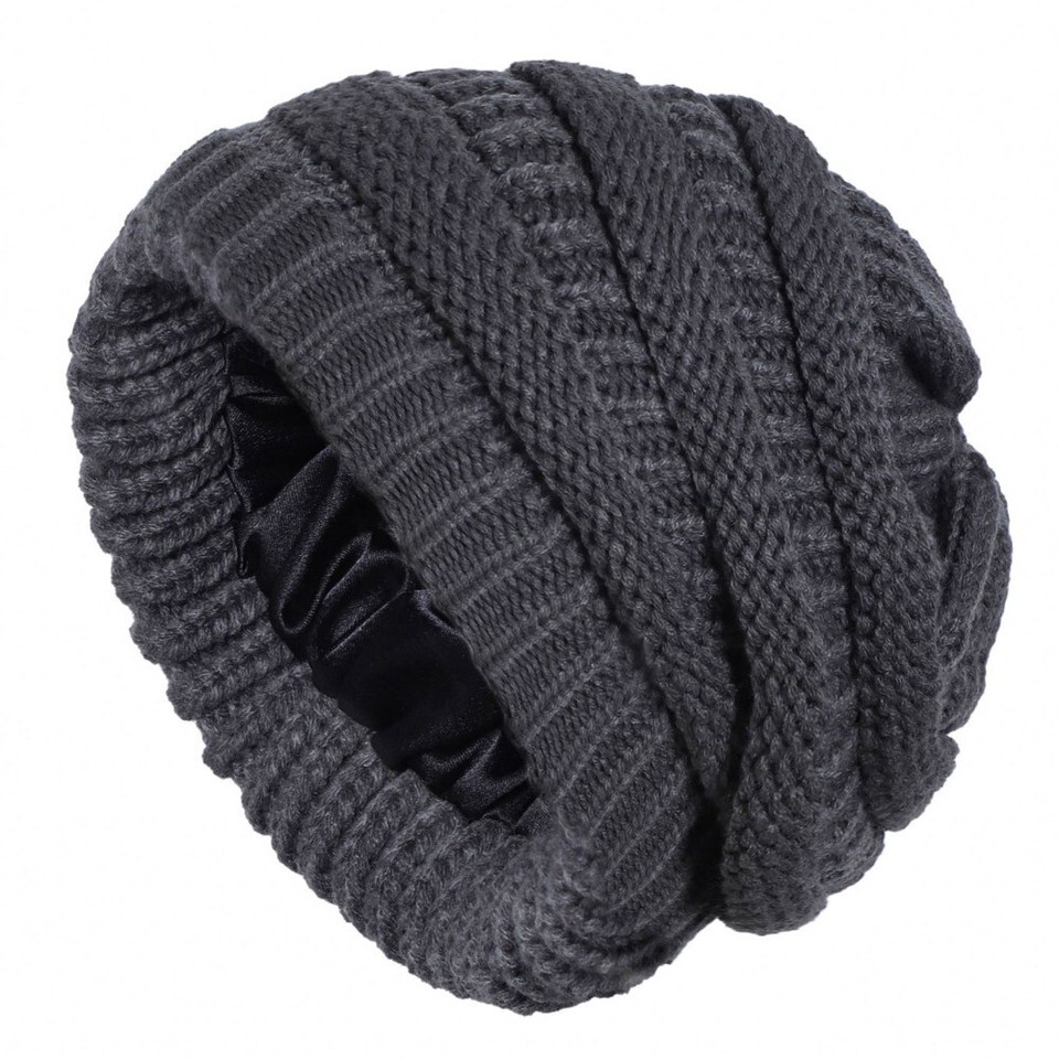 Womens Mens Winter Beanie Hat Warm Knit Hat Thick Silk Satin Lined Cap Outdoor - Bild 30 von 33