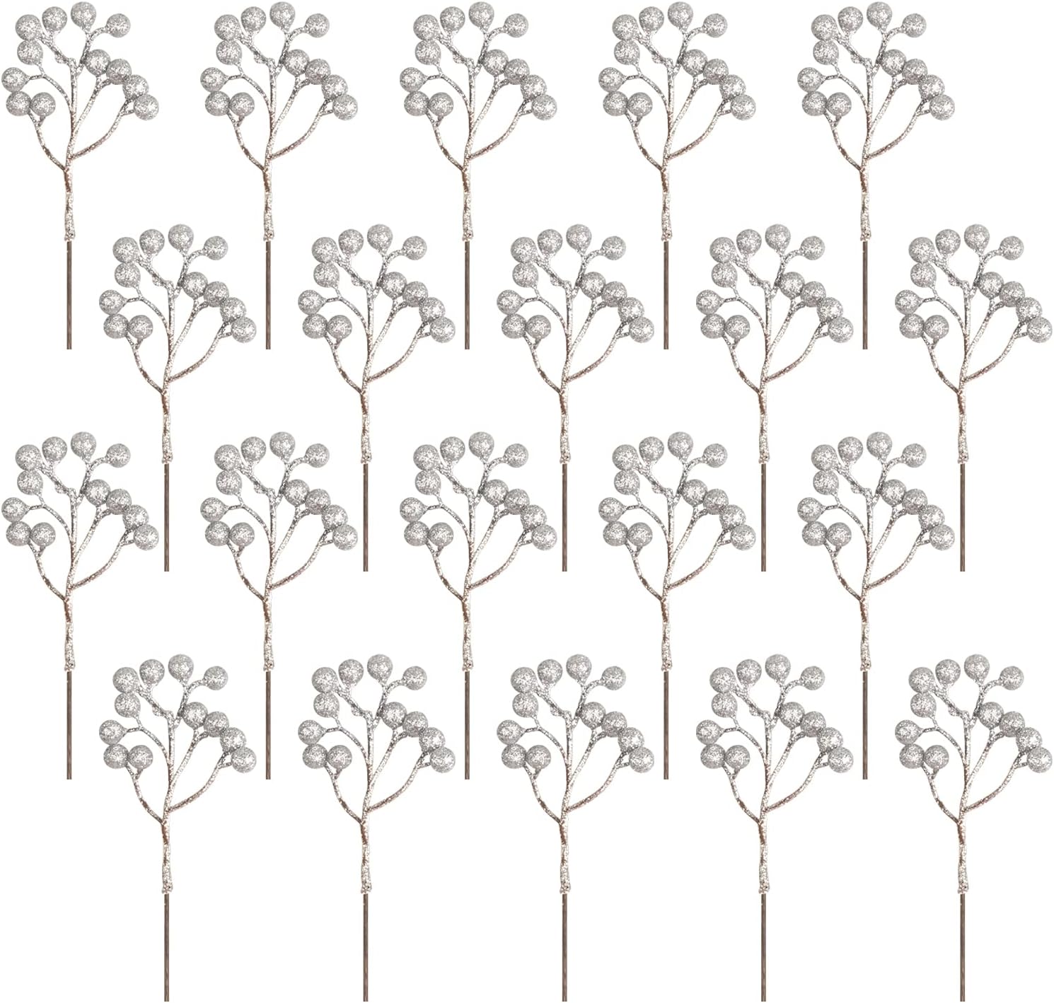 Fangoo 20 Pack 18 cm Champagne Oro Berry Ramita Tallo Artificial Borgoña Berry Pi - Imagen 32 de 66