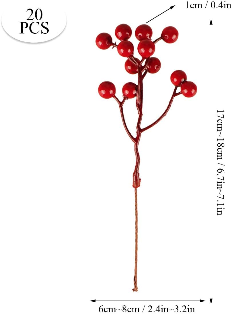 Fangoo 20 Pack 18 cm Champagne Oro Berry Ramita Tallo Artificial Borgoña Berry Pi - Imagen 52 de 66