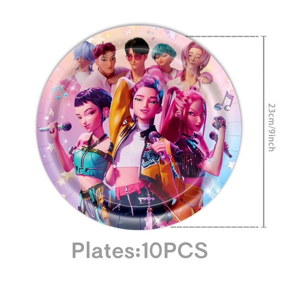 KPop Hunters Party Supplies Set Plates Cups Tablecloth Napkins Themed Party - Picture 19 of 23