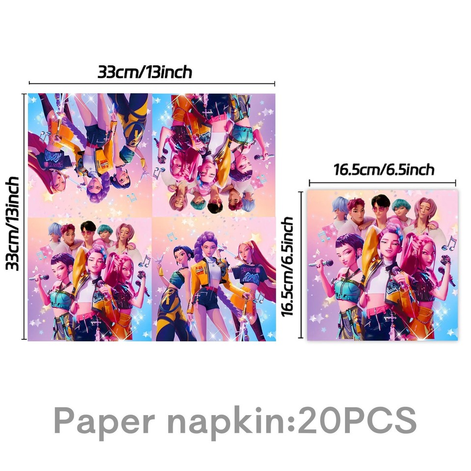 KPop Hunters Party Supplies Set Plates Cups Tablecloth Napkins Themed Party - Picture 20 of 23