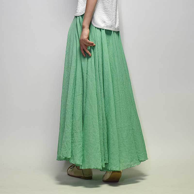 Women's Cotton Linen Solid Midi Skirt Loose Fit Swing Skirt A Line Pleated Skirt - Picture 27 of 31