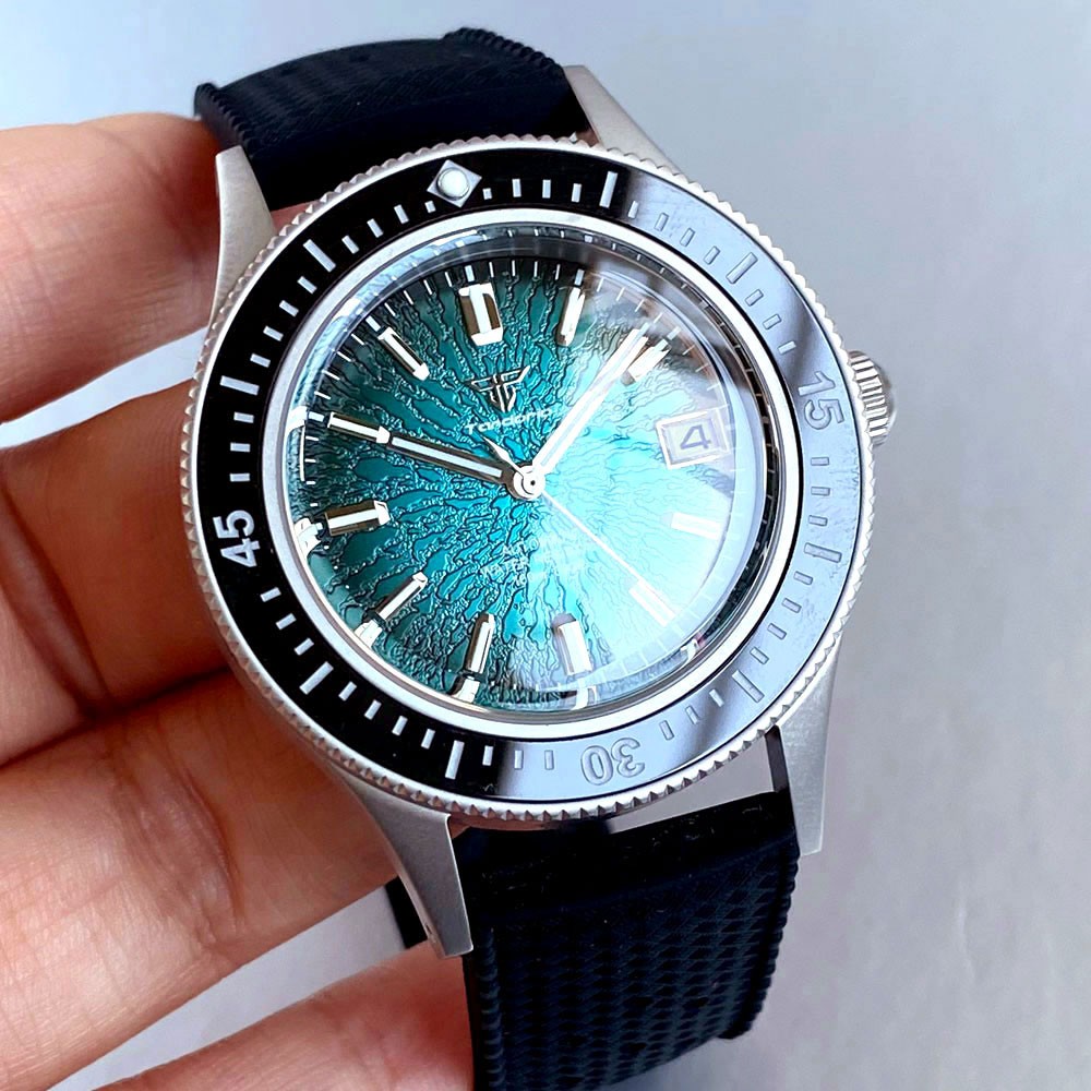 Tandorio Vintage Mechanical Diver Watch Men NH35A Domed Sapphire 200M Waterproof