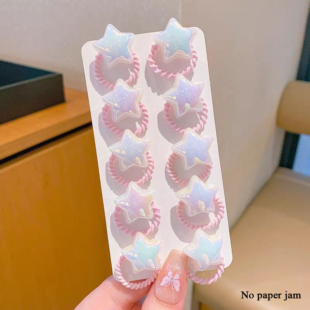 Moda Dulce Elegante Conjunto de 10 Bandas para Cabello en Forma de Estrella Sin Daños - Imagen 20 de 21