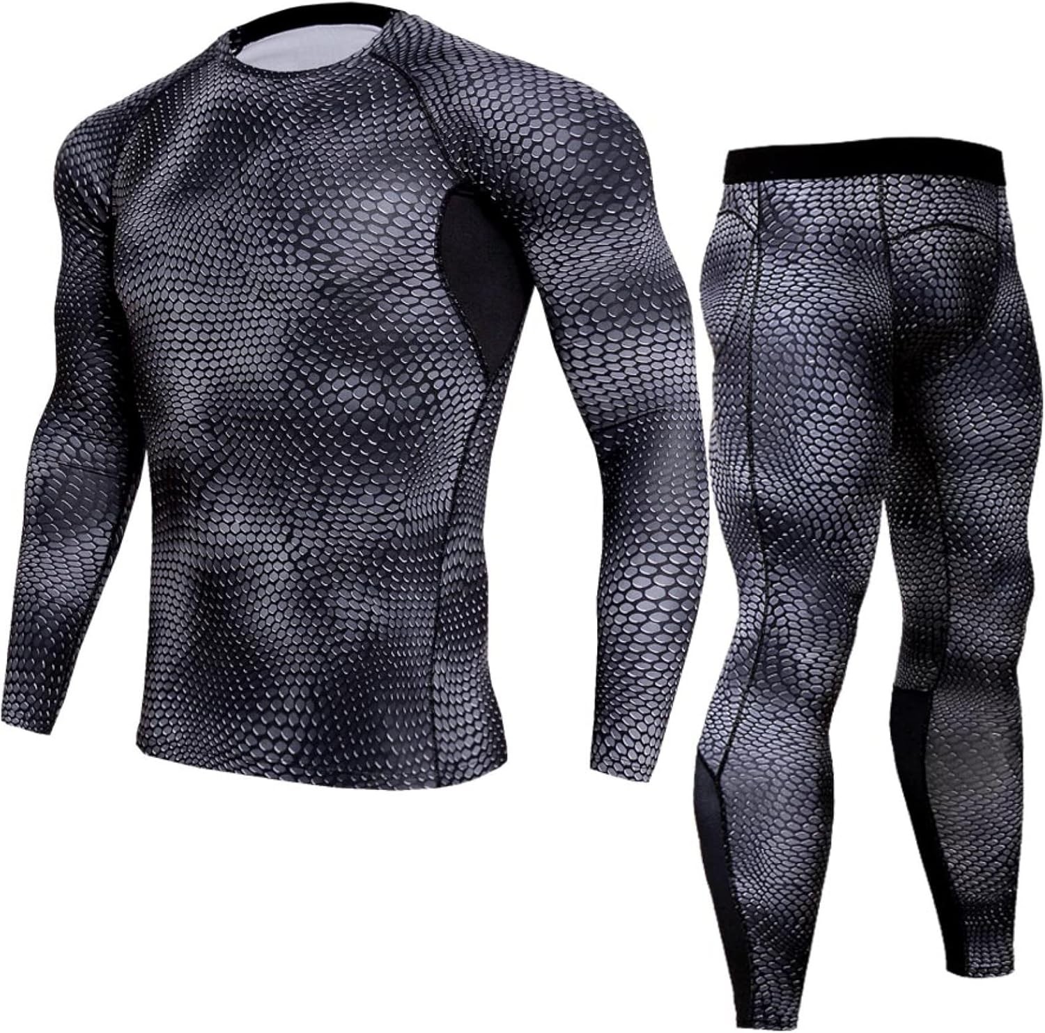 Set Corsa Sportiva per Uomo Camicia a Compressione + Pantaloni, Tuta Sportiva Asciugatura Rapida - Foto 23 di 41