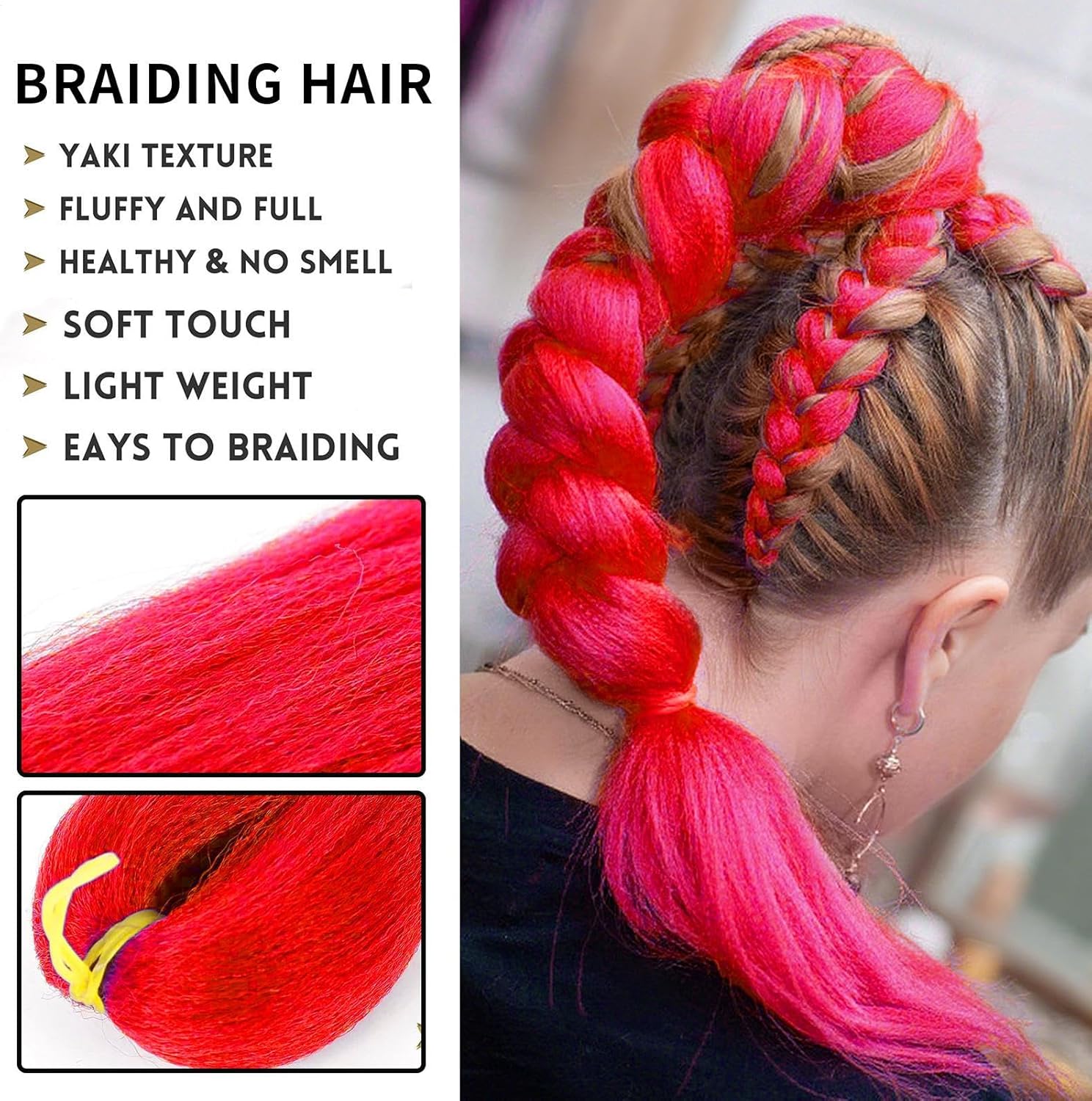 1pc Long Purple Braiding Hair For Kids, Pre Stretched Synthetic Braiding Hair E - Picture 18 of 26