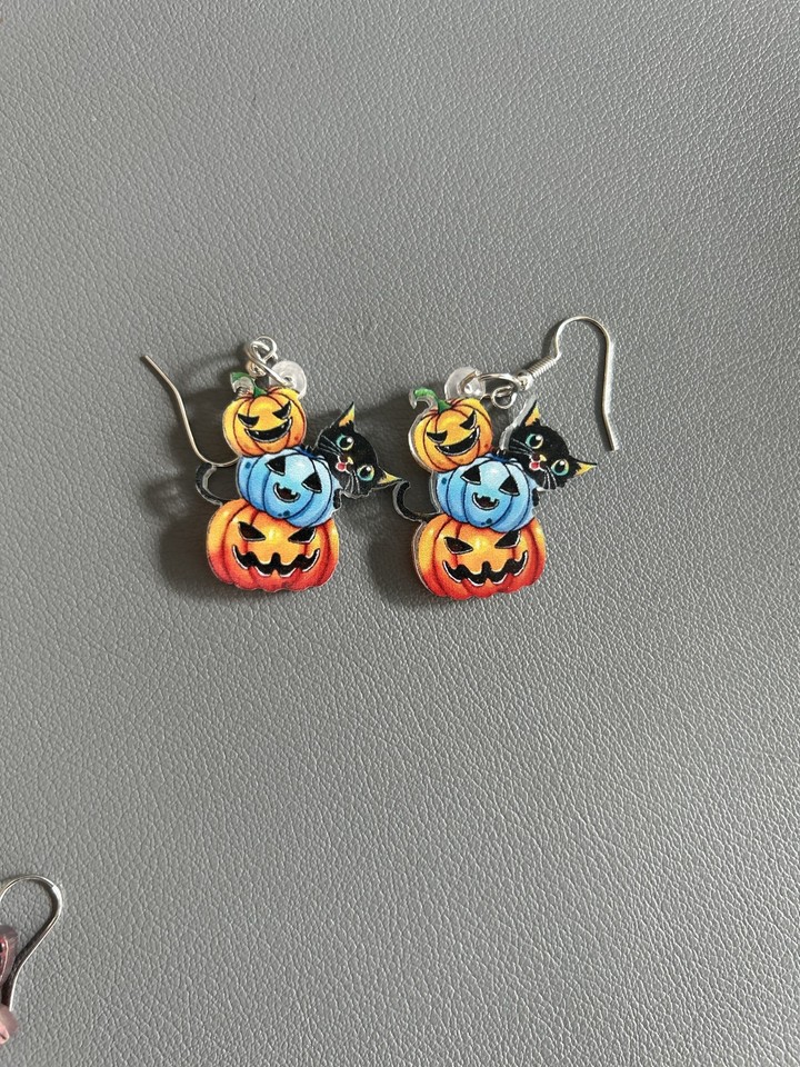 Pendientes Bruja en Escoba, Pendientes Halloween para Mujer Bruja, Pendientes Acrílicos 2d - Imagen 22 de 23
