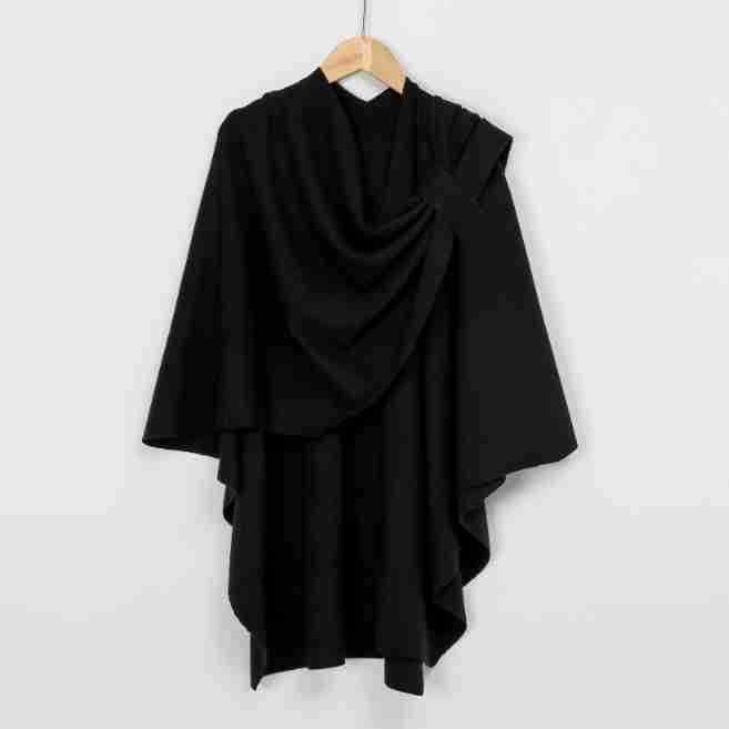 Dubai Women Shawl Wrap Cape Muslim Warm Winter Coat Solid Color Thick Blouse Top - Picture 10 of 13