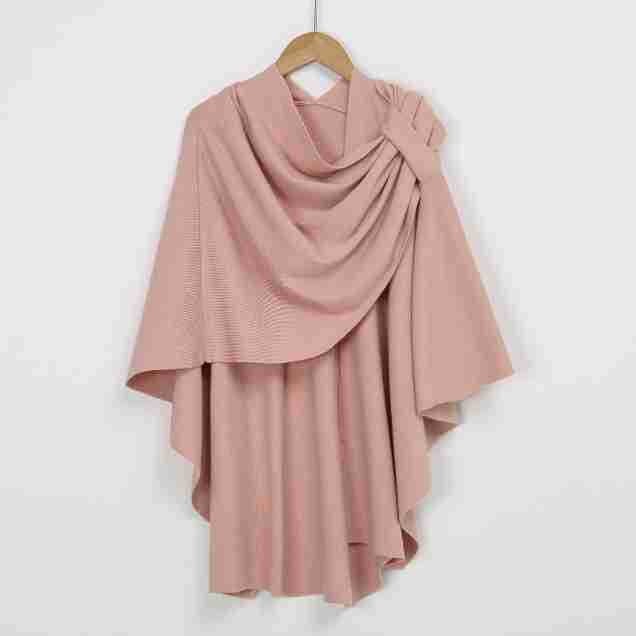 Dubai Women Shawl Wrap Cape Muslim Warm Winter Coat Solid Color Thick Blouse Top - Picture 12 of 13