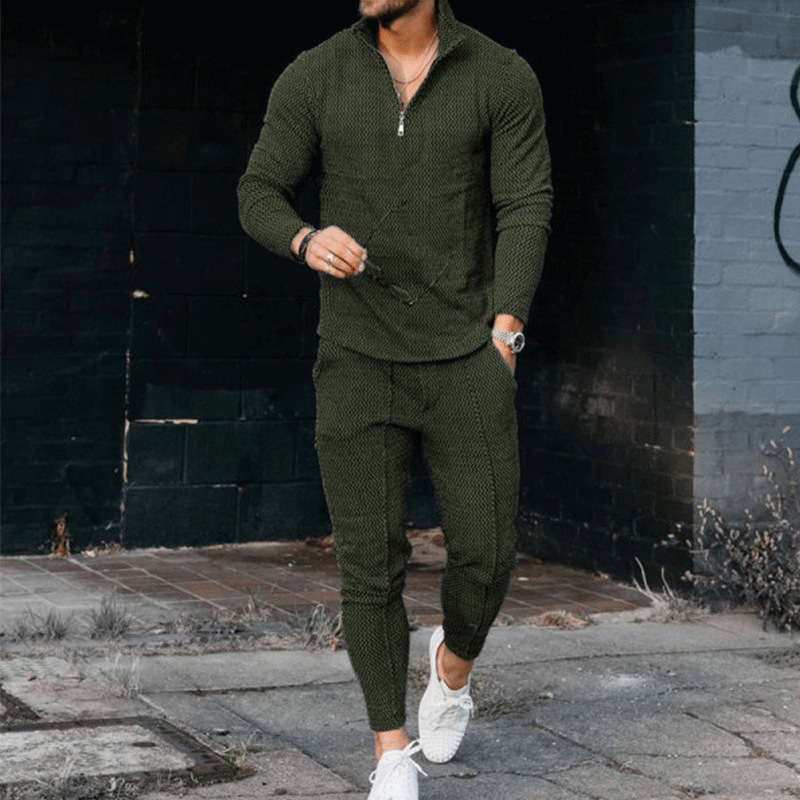 Set sportivo 2 pezzi tute uomo casual golf manica lunga cerniera t shirt top pantaloni - Foto 25 di 28
