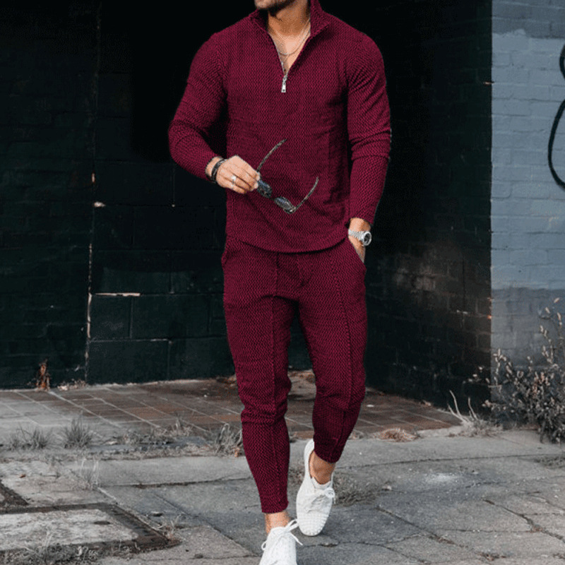 Set sportivo 2 pezzi tute uomo casual golf manica lunga cerniera t shirt top pantaloni - Foto 27 di 28