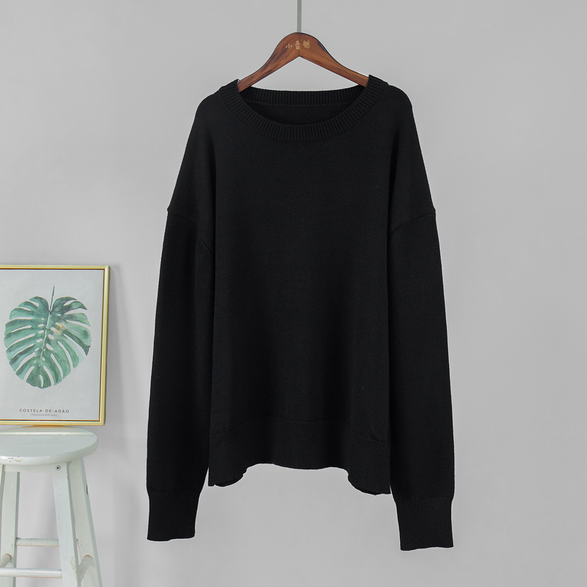 Round neck dark sweater 2025 new simple pullover solid color knitted sweater - Picture 25 of 29