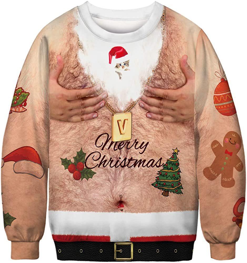 Unisex Christmas Ugly Sweater Pullover Jumper Xmas Sweatshirt Tops - Men Women - Picture 19 of 20