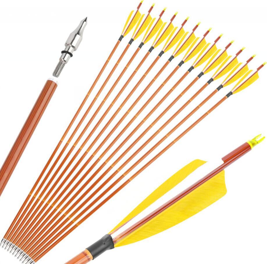 Archery 30" Carbon Arrows SP500 Feathers Bamboo Skin Hunting Target Bow Shooting - Picture 27 of 33
