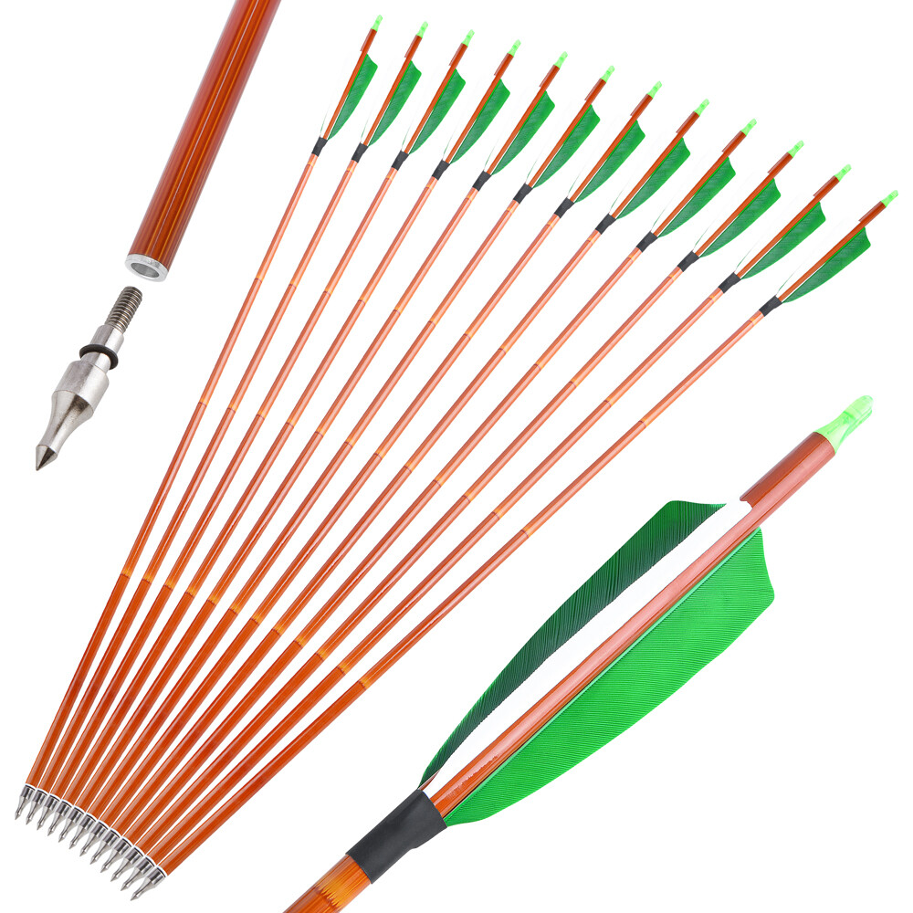 Archery 30" Carbon Arrows SP500 Feathers Bamboo Skin Hunting Target Bow Shooting - Picture 32 of 33