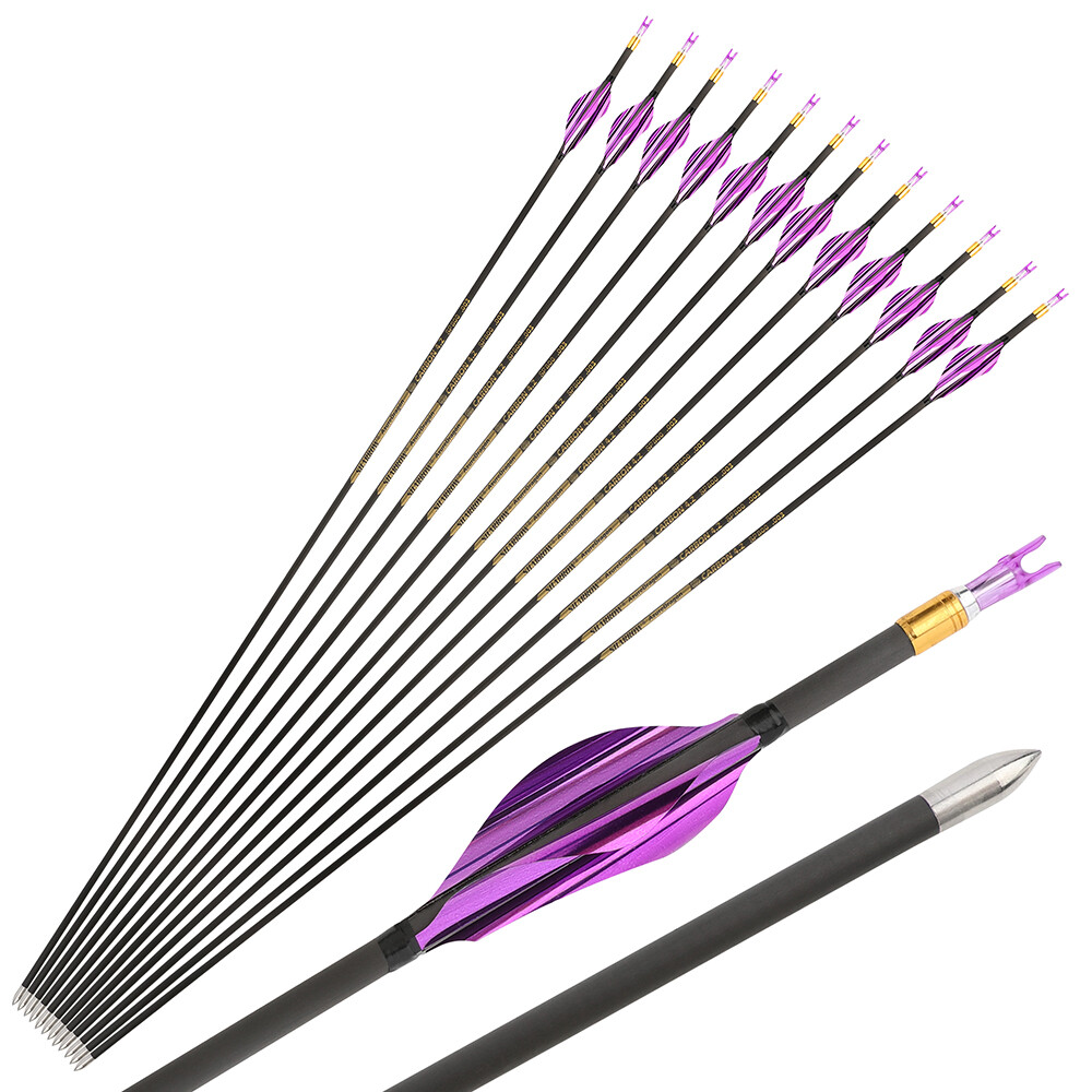 31" Pure Carbon Arrows Spin Vanes ID4.2 SP700-1000 Recurve Compound Bow Hunting - Picture 18 of 23