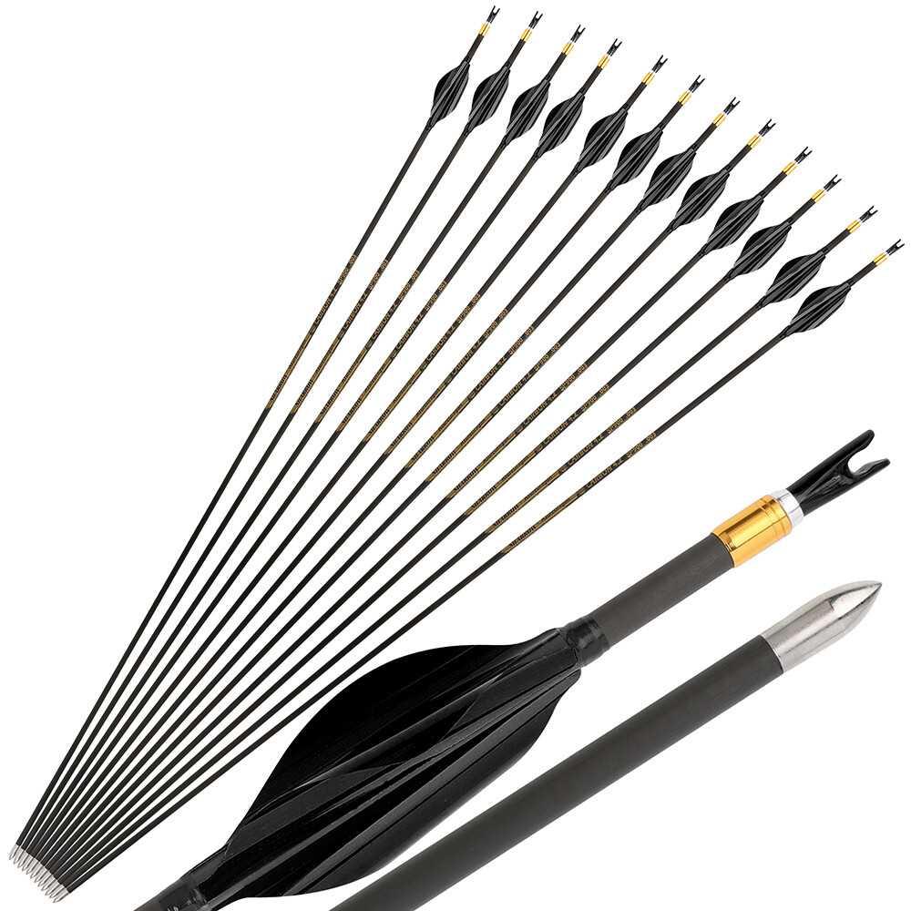 31" Pure Carbon Arrows Spin Vanes ID4.2 SP700-1000 Recurve Compound Bow Hunting - Picture 22 of 23
