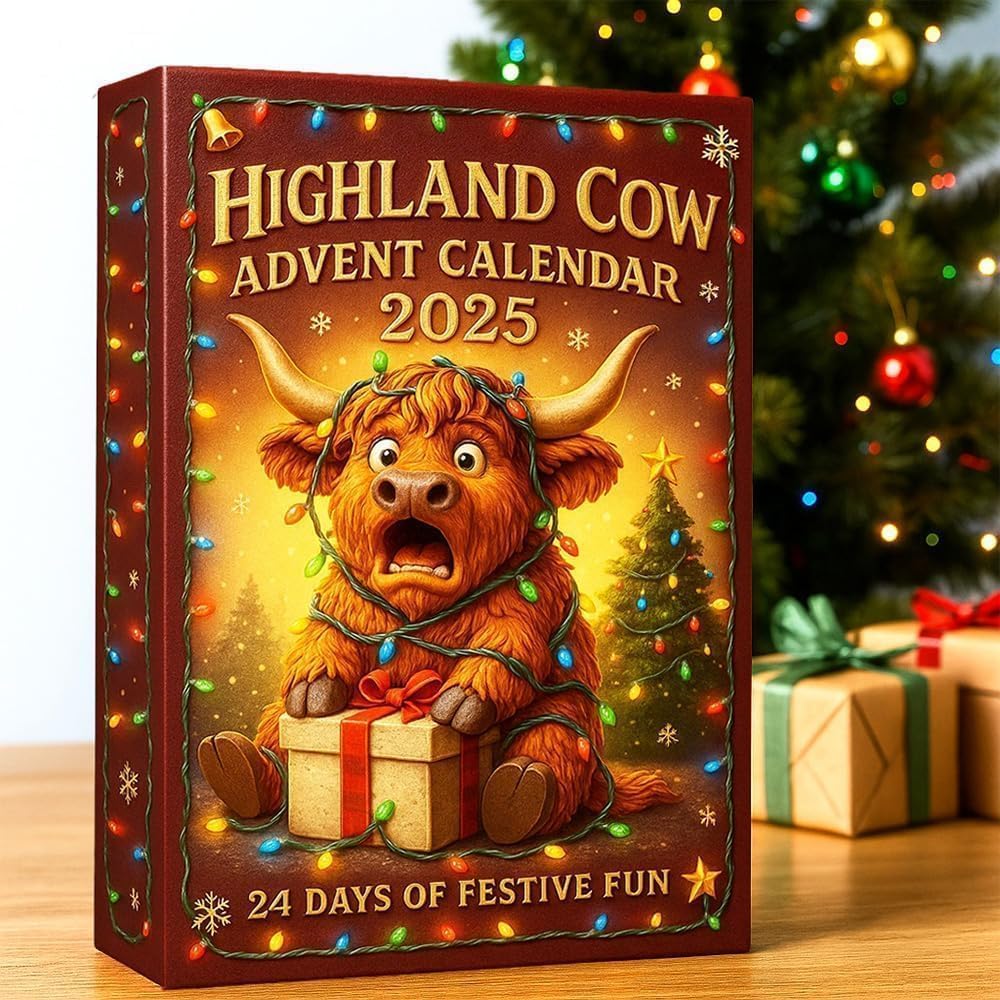 Lustiger Highland Cow Adventskalender 2025, 24 Tage Weihnachten Countdown - Picture 8 of 10