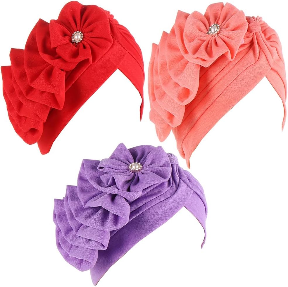3Pcs Muslim Women Floral Headscarf Bonnet Headwrap Turban Beanie Chemo Cap Hat - Bild 25 von 40