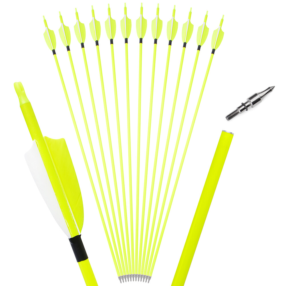 30" Carbon Arrows SP500 Feather Archery Screw Tips Recurve Compound Bow Hunting - Picture 8 of 19