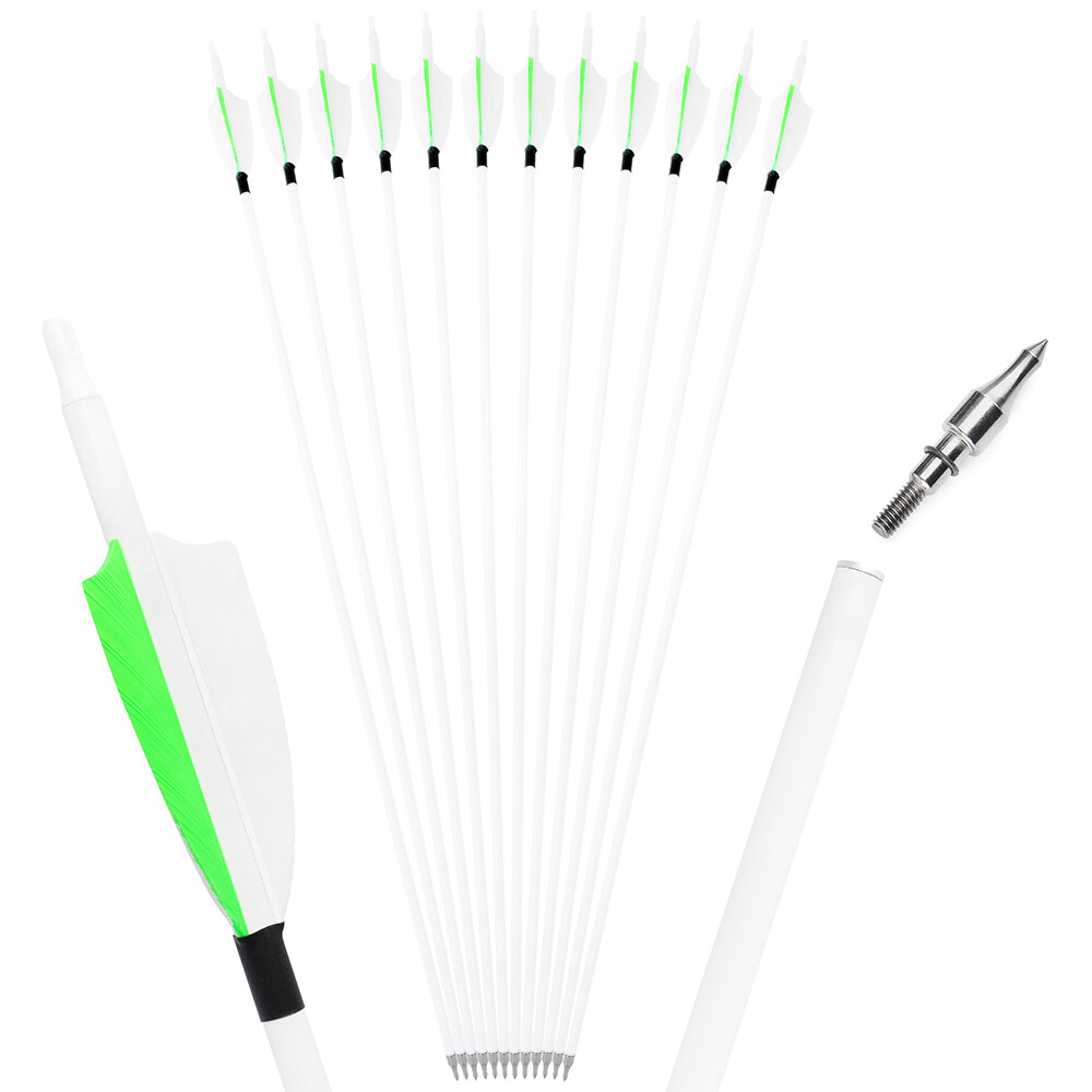 30" Carbon Arrows SP500 Feather Archery Screw Tips Recurve Compound Bow Hunting - Picture 14 of 19