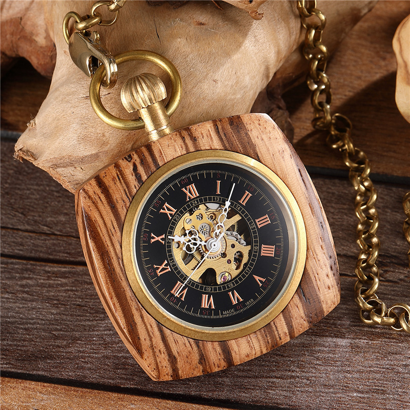 Antiguo Reloj Bolsillo Hombre Automático Mecánico Esqueleto Estuche Cuadrado Cadena Regalos - Imagen 22 de 23