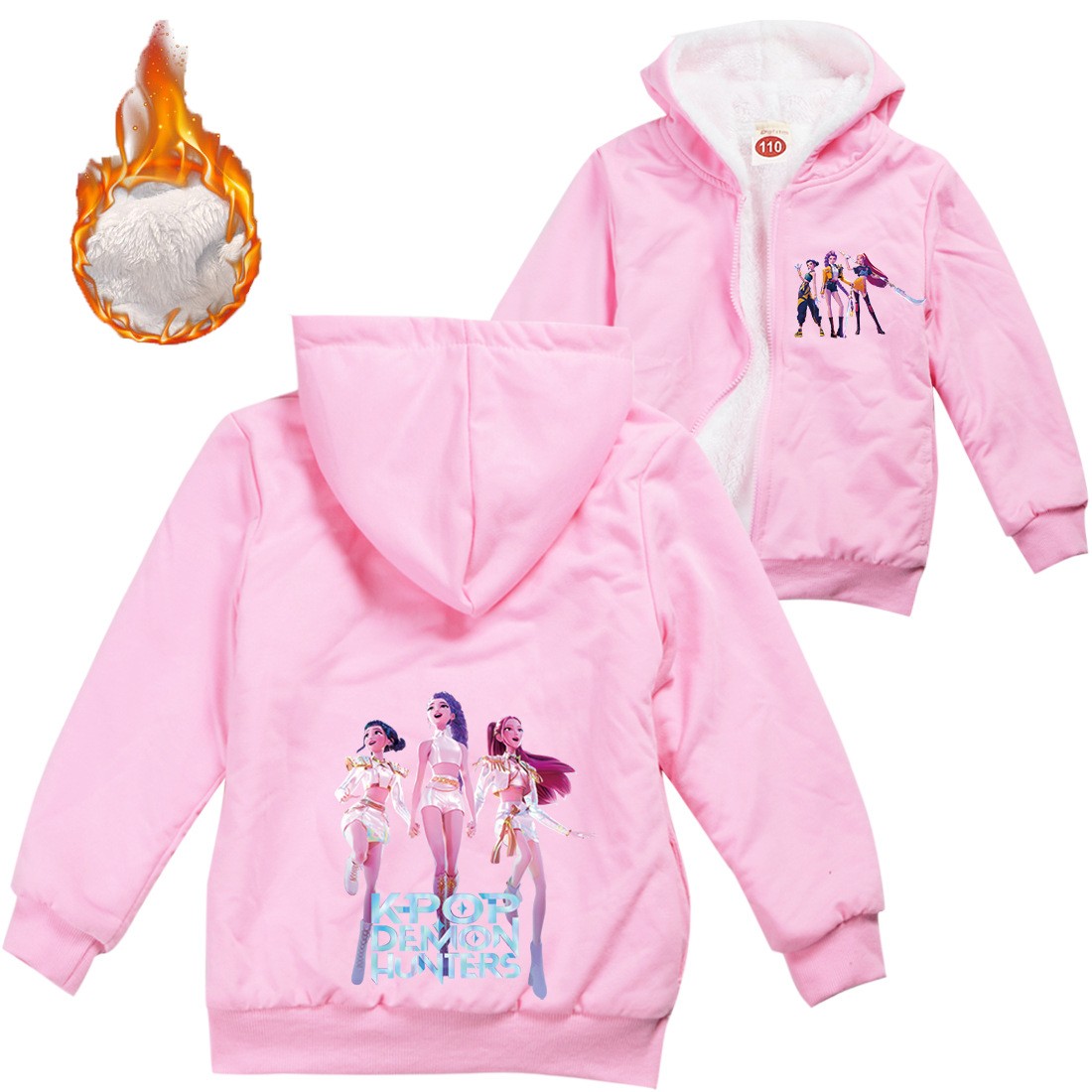 Kids Boys Girls Devil Hunters Warm Fleece Hoodies Zipper Cardigan Jacket Coat UK - Picture 26 of 40