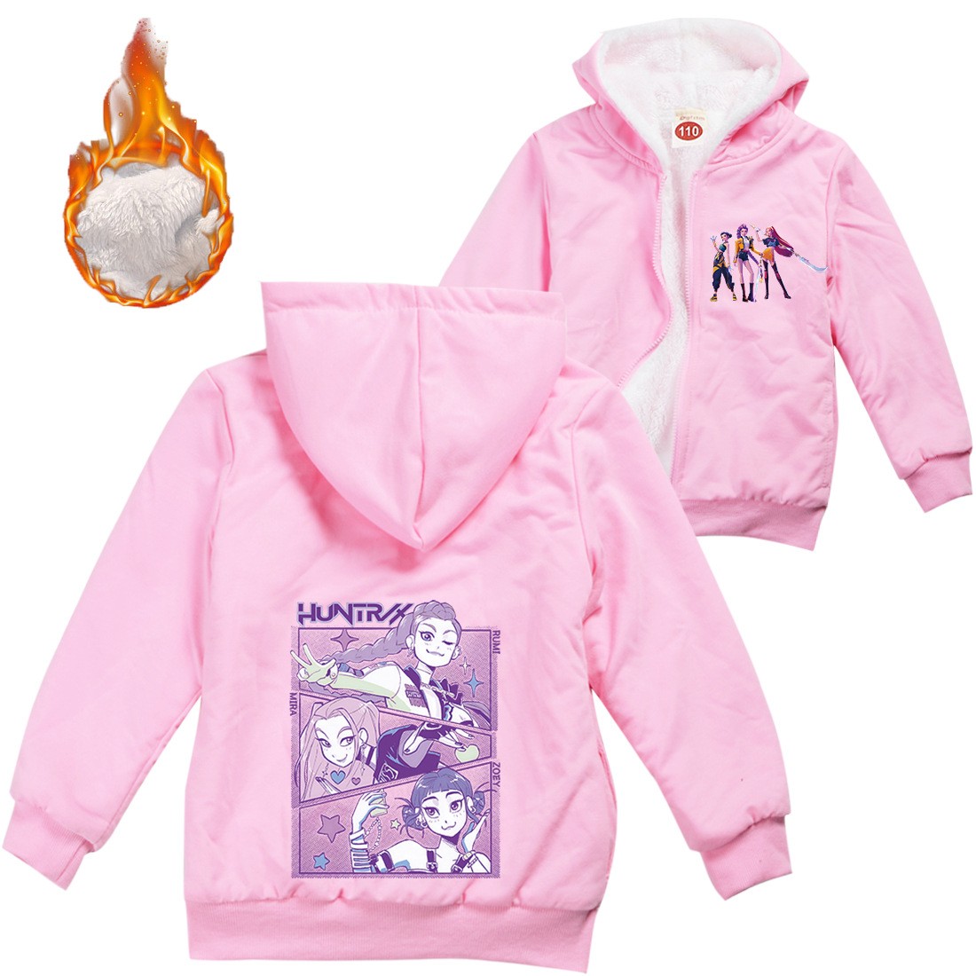 Kids Boys Girls Devil Hunters Warm Fleece Hoodies Zipper Cardigan Jacket Coat UK - Picture 32 of 40