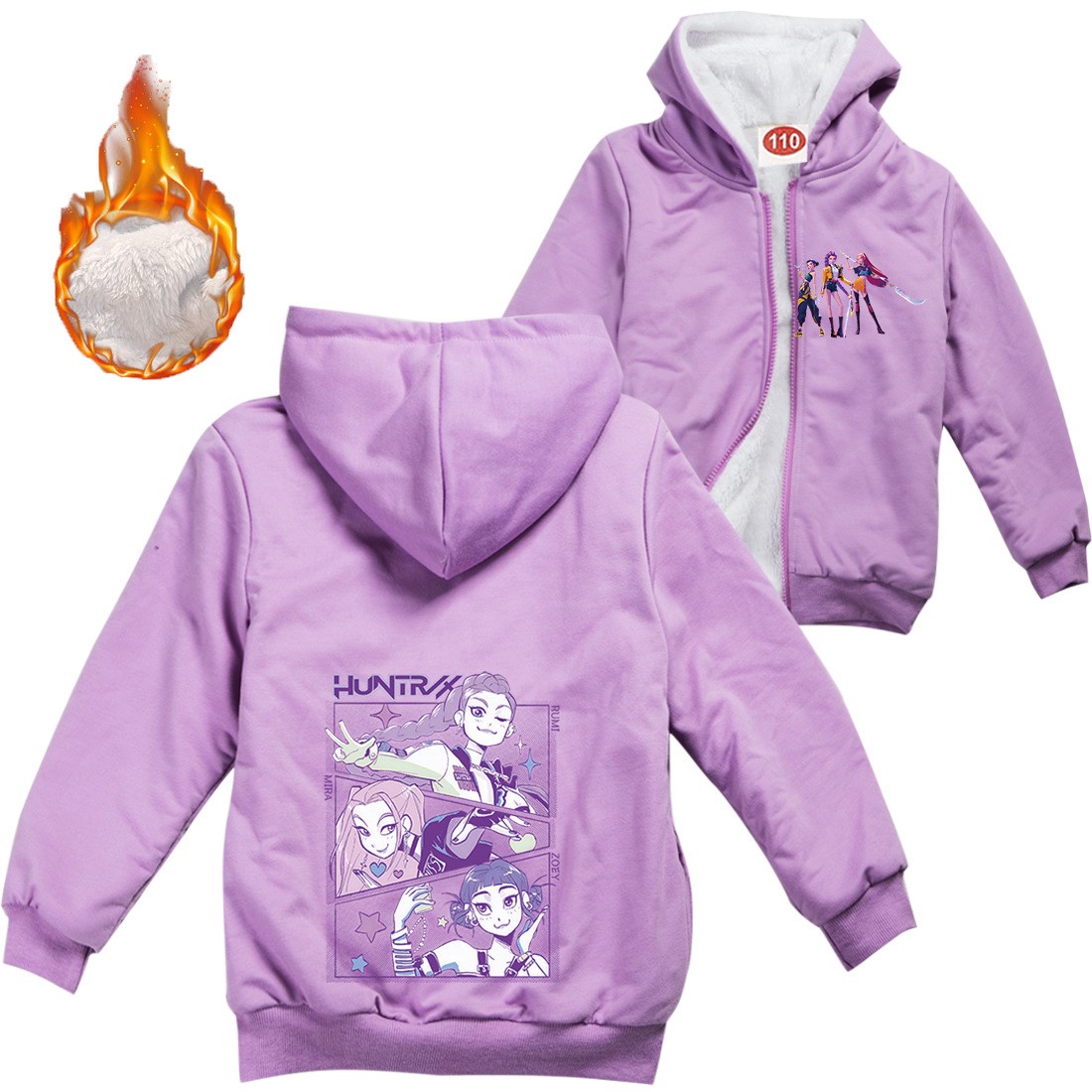 Kids Boys Girls Devil Hunters Warm Fleece Hoodies Zipper Cardigan Jacket Coat UK - Picture 31 of 40