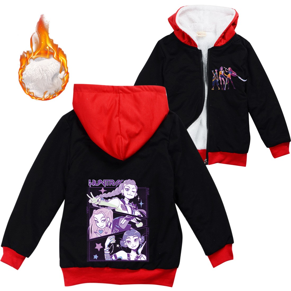 Kids Boys Girls Devil Hunters Warm Fleece Hoodies Zipper Cardigan Jacket Coat UK - Picture 28 of 40