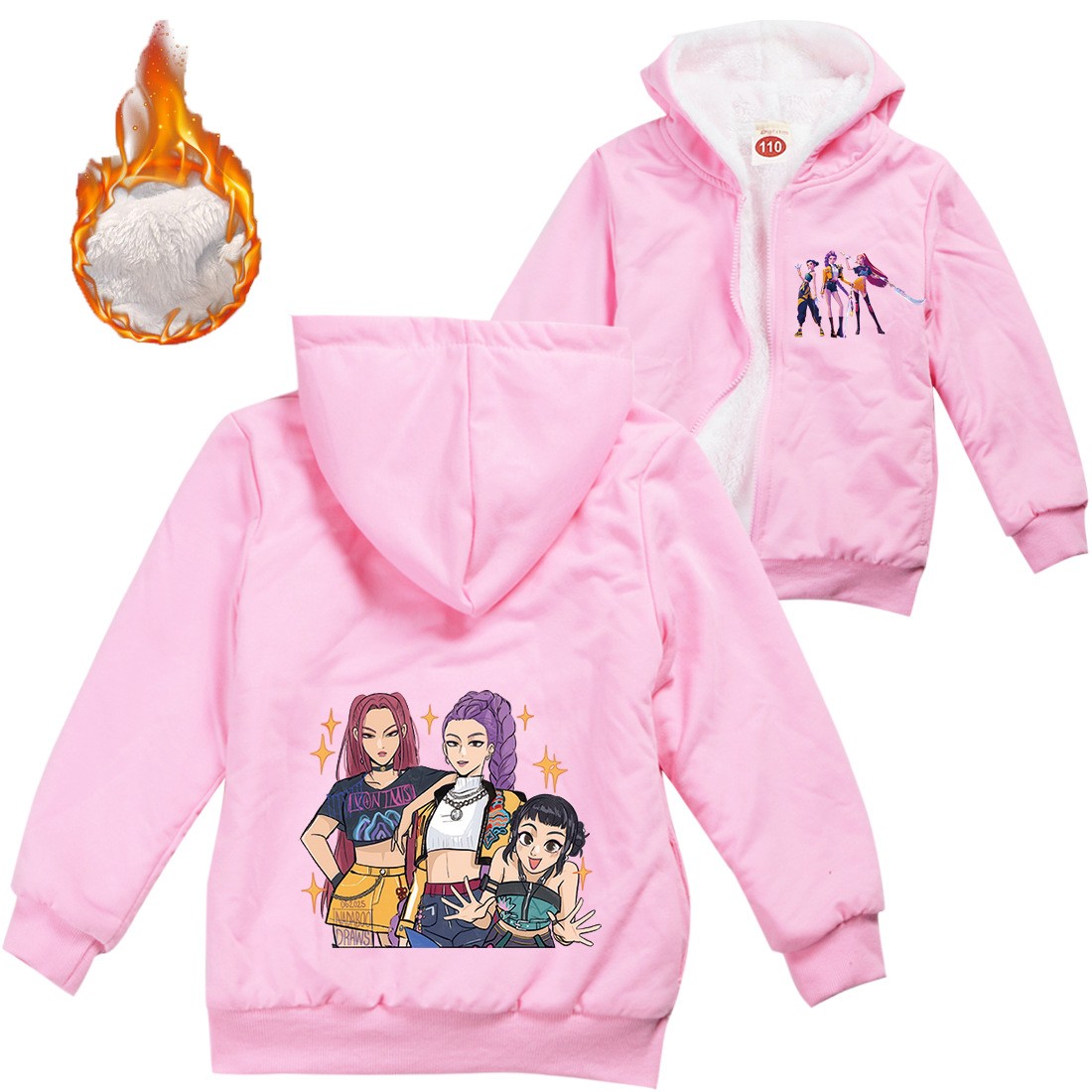 Kids Boys Girls Devil Hunters Warm Fleece Hoodies Zipper Cardigan Jacket Coat UK - Picture 38 of 40