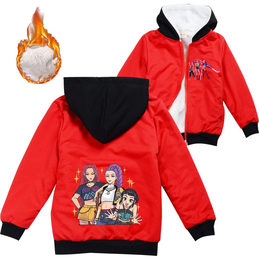 Kids Boys Girls Devil Hunters Warm Fleece Hoodies Zipper Cardigan Jacket Coat UK - Picture 35 of 40