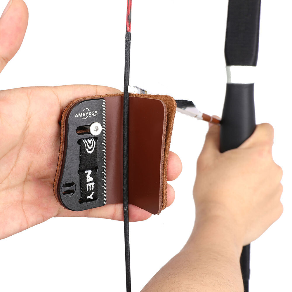 Archery Finger Tab Guard Barebow Protector Gear Cowhide Recurve Bow Hunting RHLH - Picture 18 of 20