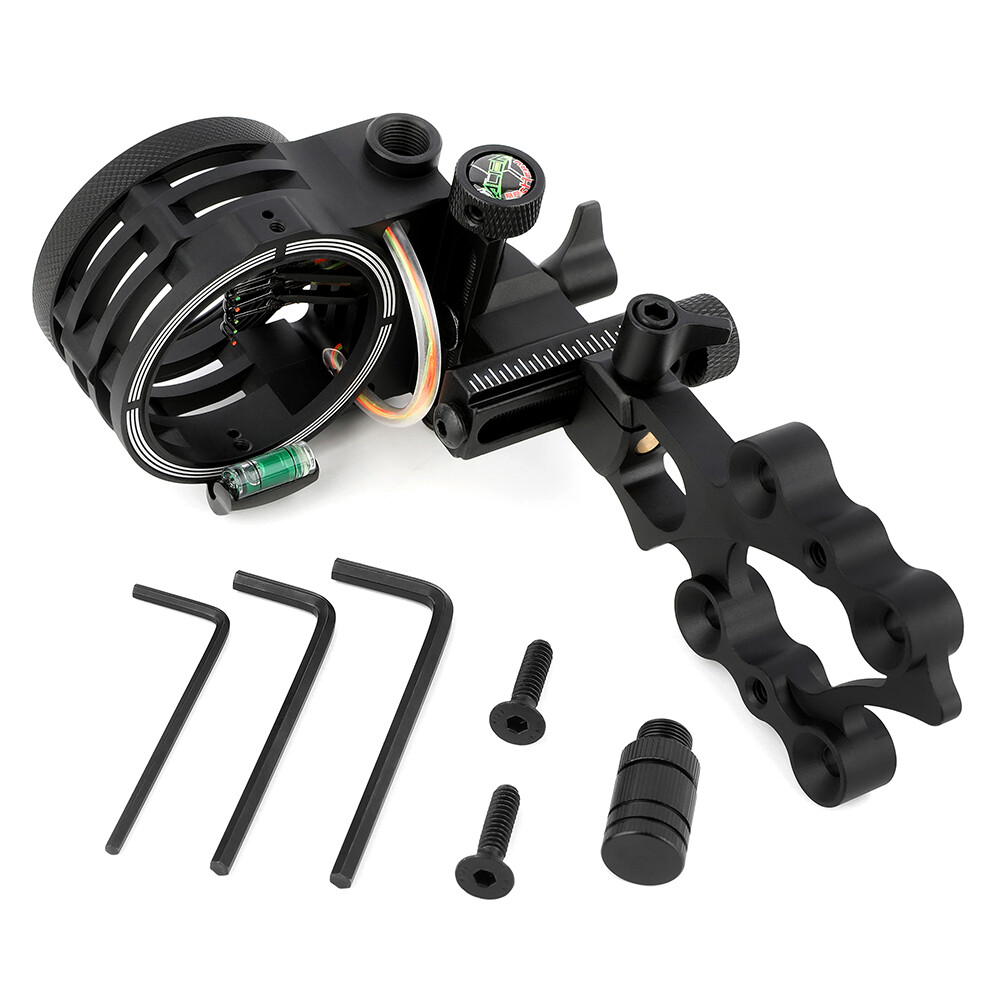 Compound Bow 5 Pin Sight 0.019″ Optical Fiber 8X 6X Archery Hunting Target RH LH