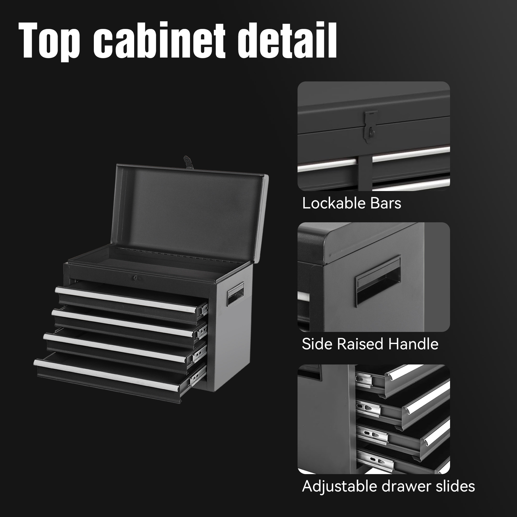 Tool Chest 5-Drawer Rolling Tool Storage Cabinet with Detachable Top Tool Box