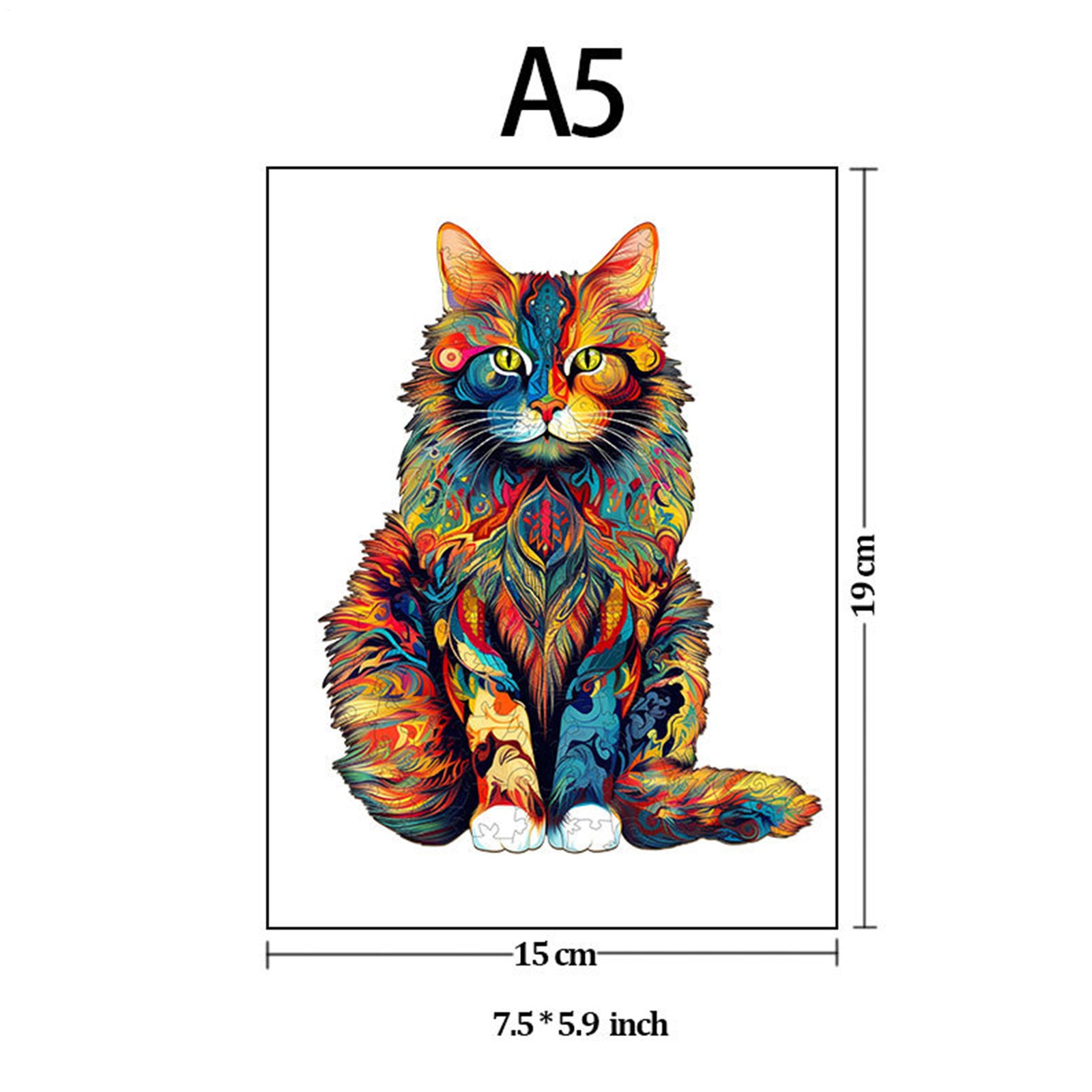 Cat Wooden Jigsaw Animal Puzzles Adults And Kids Unique Cat Shape Wood Puzzles - Bild 14 von 16