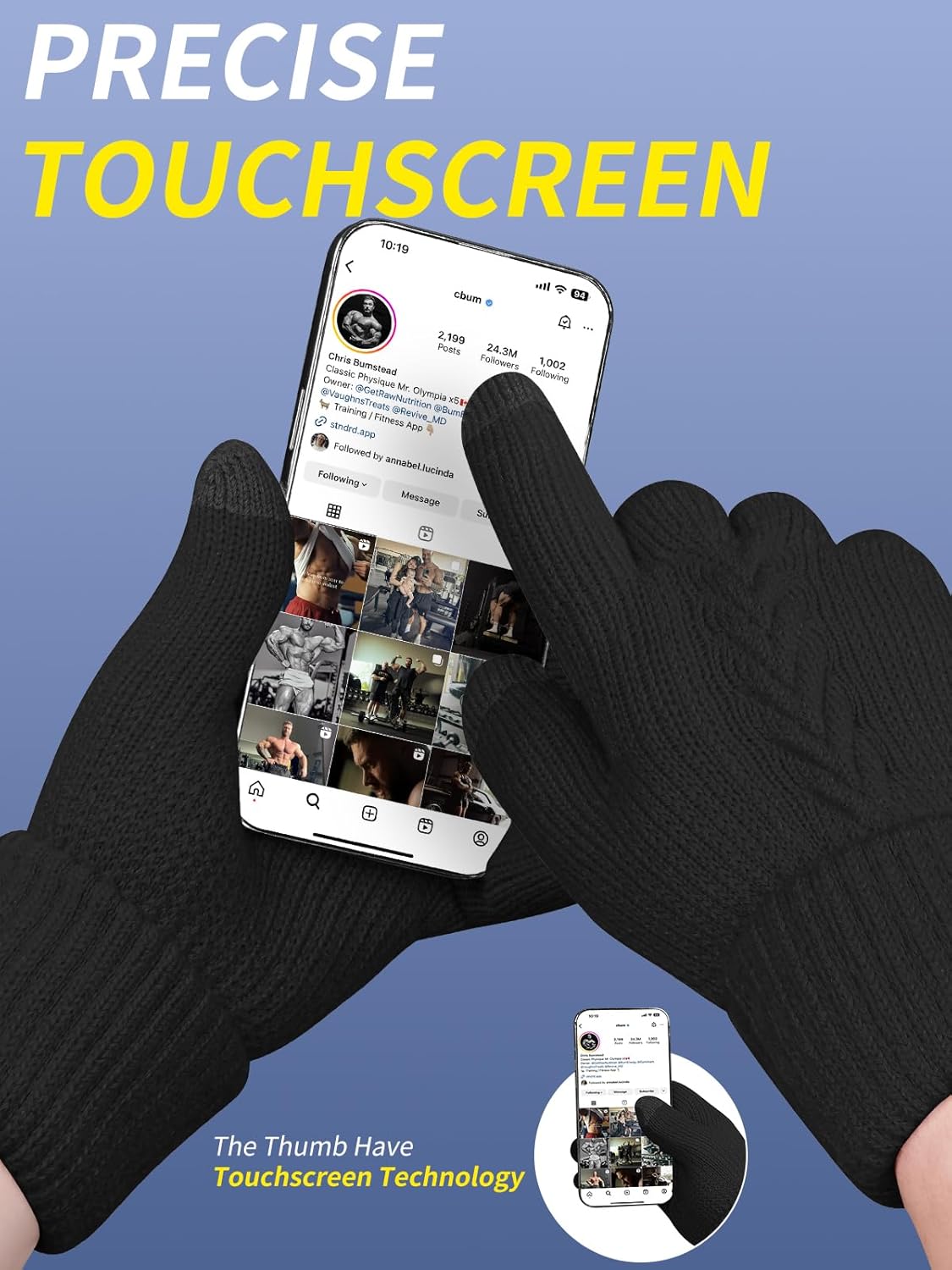 Thermal Winter Gloves,Thicken Elastic Cuff Touch Screen Fleece Lining Knitted Wa - Bild 34 von 43