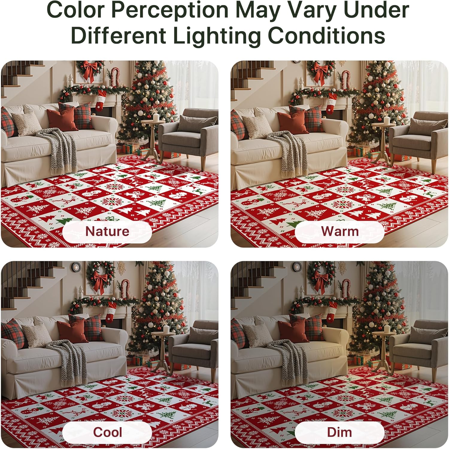 Christmas Door Mat 40x60cm – Non-Slip Holiday Rug with Xmaselements Patchwork De - Bild 29 von 41