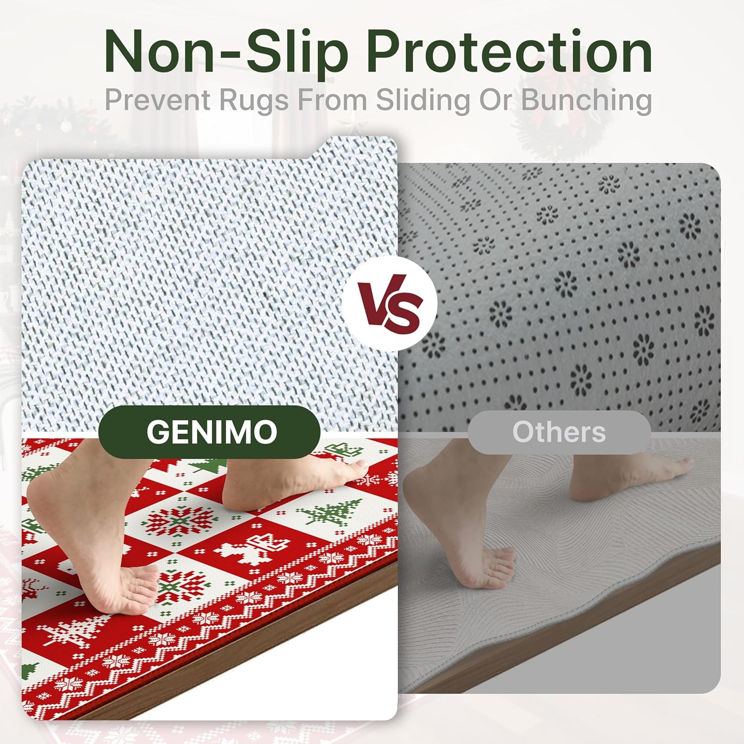 Christmas Door Mat 40x60cm – Non-Slip Holiday Rug with Xmaselements Patchwork De - Bild 31 von 41