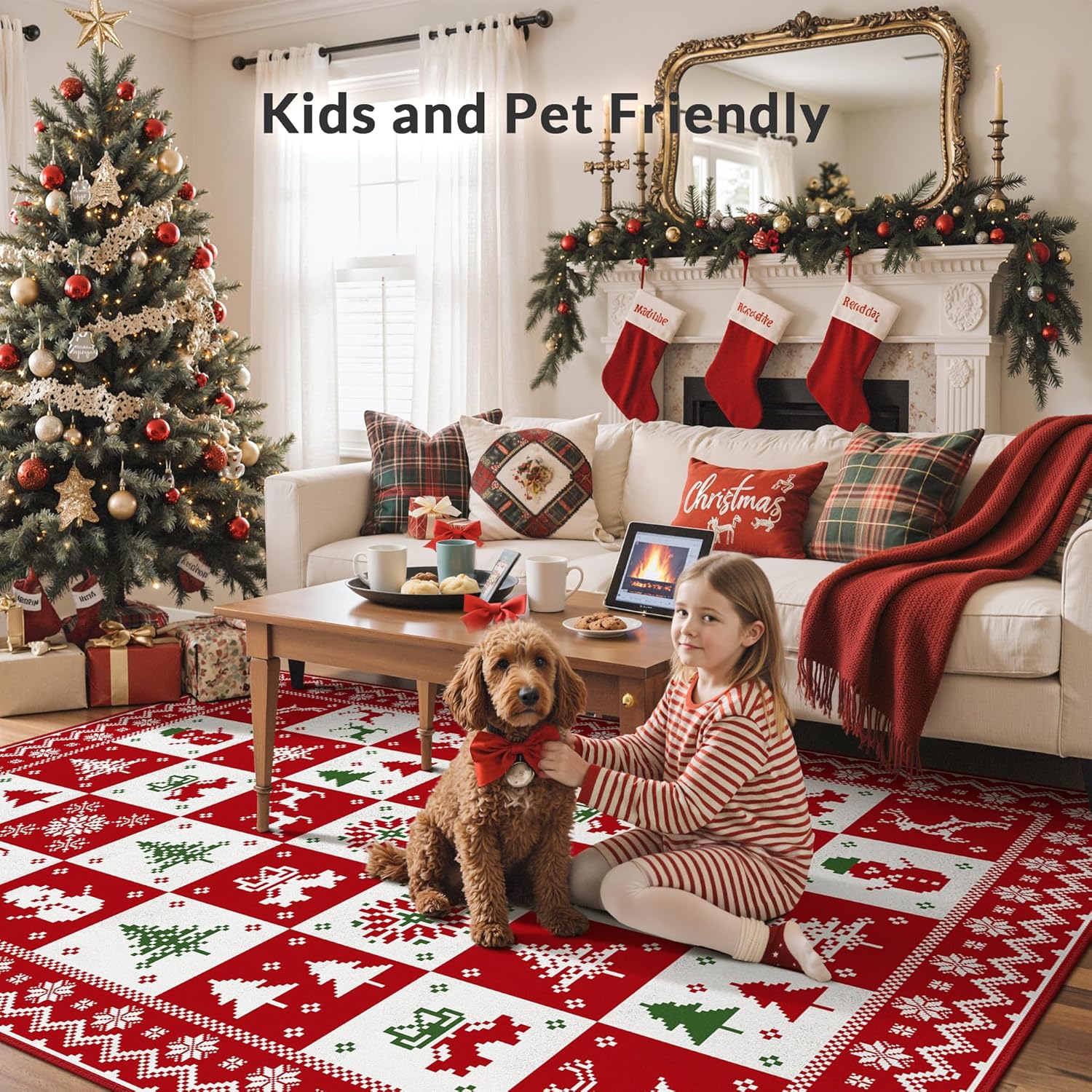 Christmas Door Mat 40x60cm – Non-Slip Holiday Rug with Xmaselements Patchwork De - Bild 36 von 41