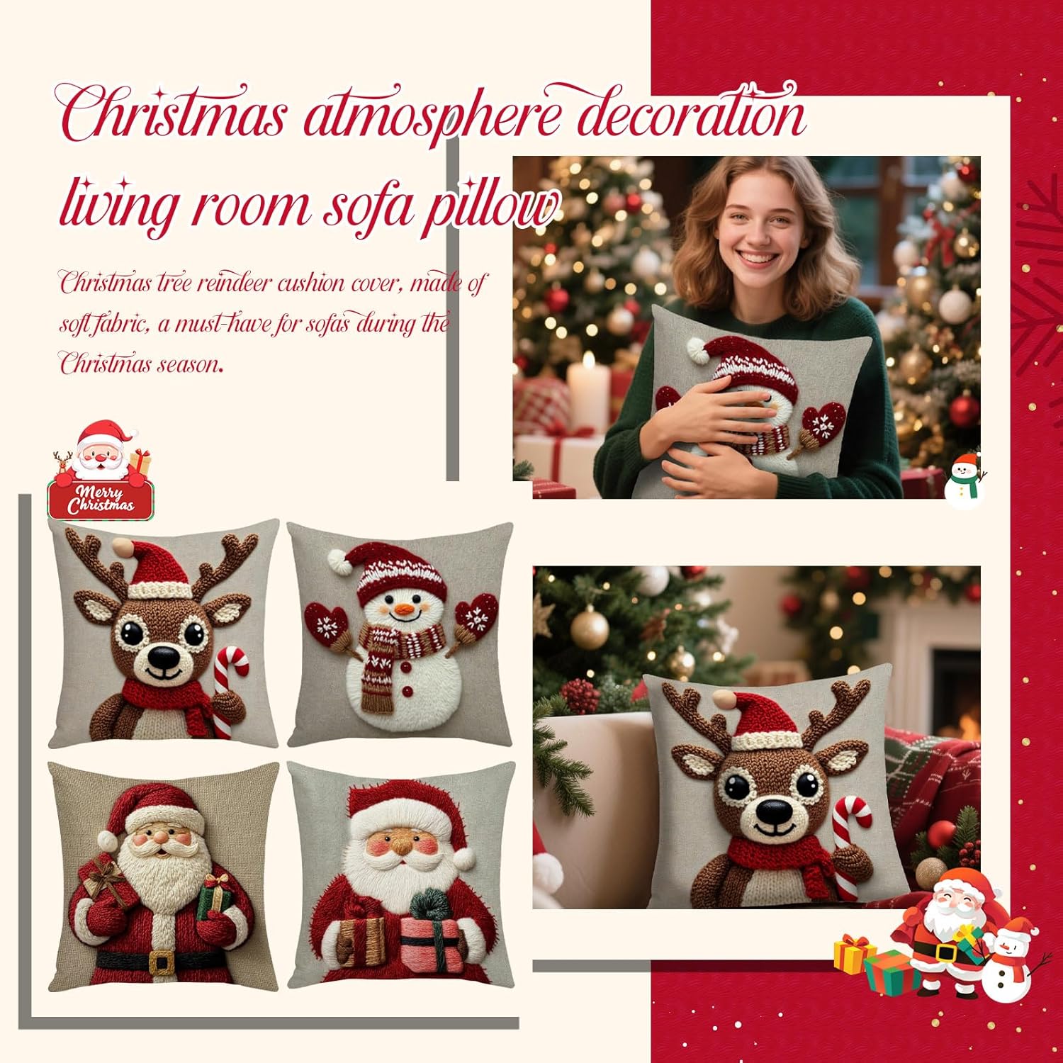 Christmas Collection Pillowcase Festive Holiday Decor for Living Room Sofa Cushi - Bild 15 von 30