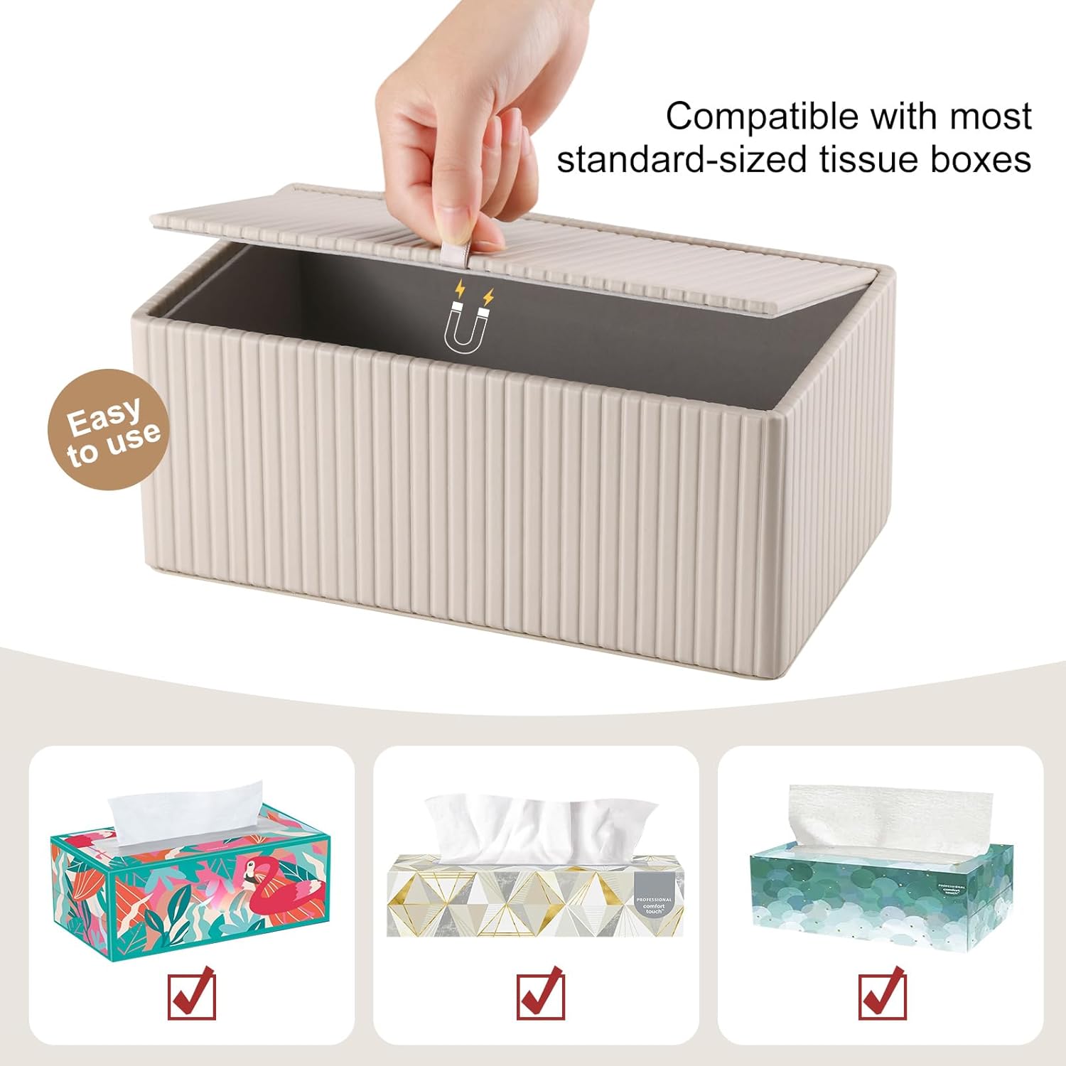 Kosmetiktücherbox Taschentuchbox, Rechteckige Tissue Box Tücherbox für Wohnzimme - Bild 32 von 45