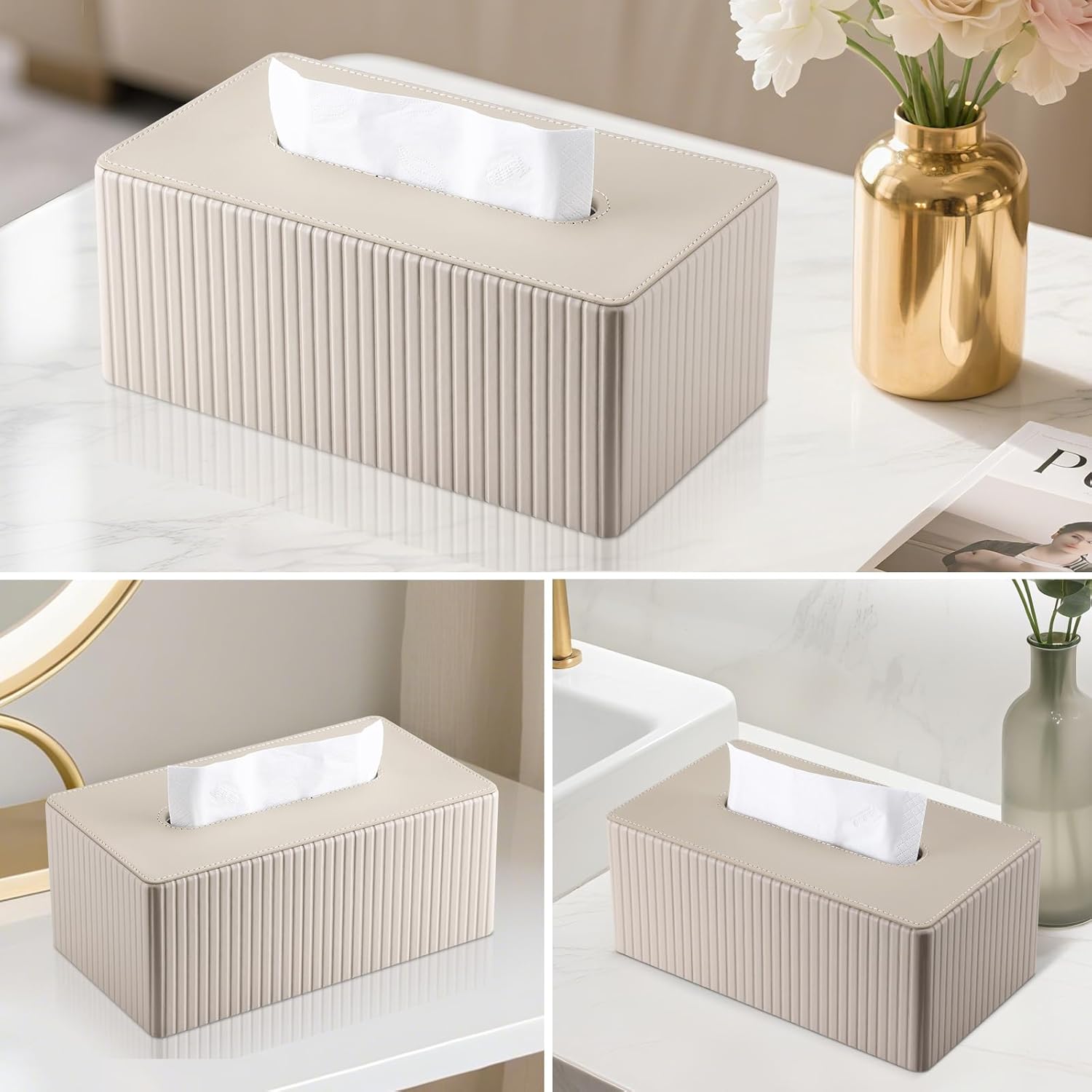 Kosmetiktücherbox Taschentuchbox, Rechteckige Tissue Box Tücherbox für Wohnzimme - Bild 33 von 45