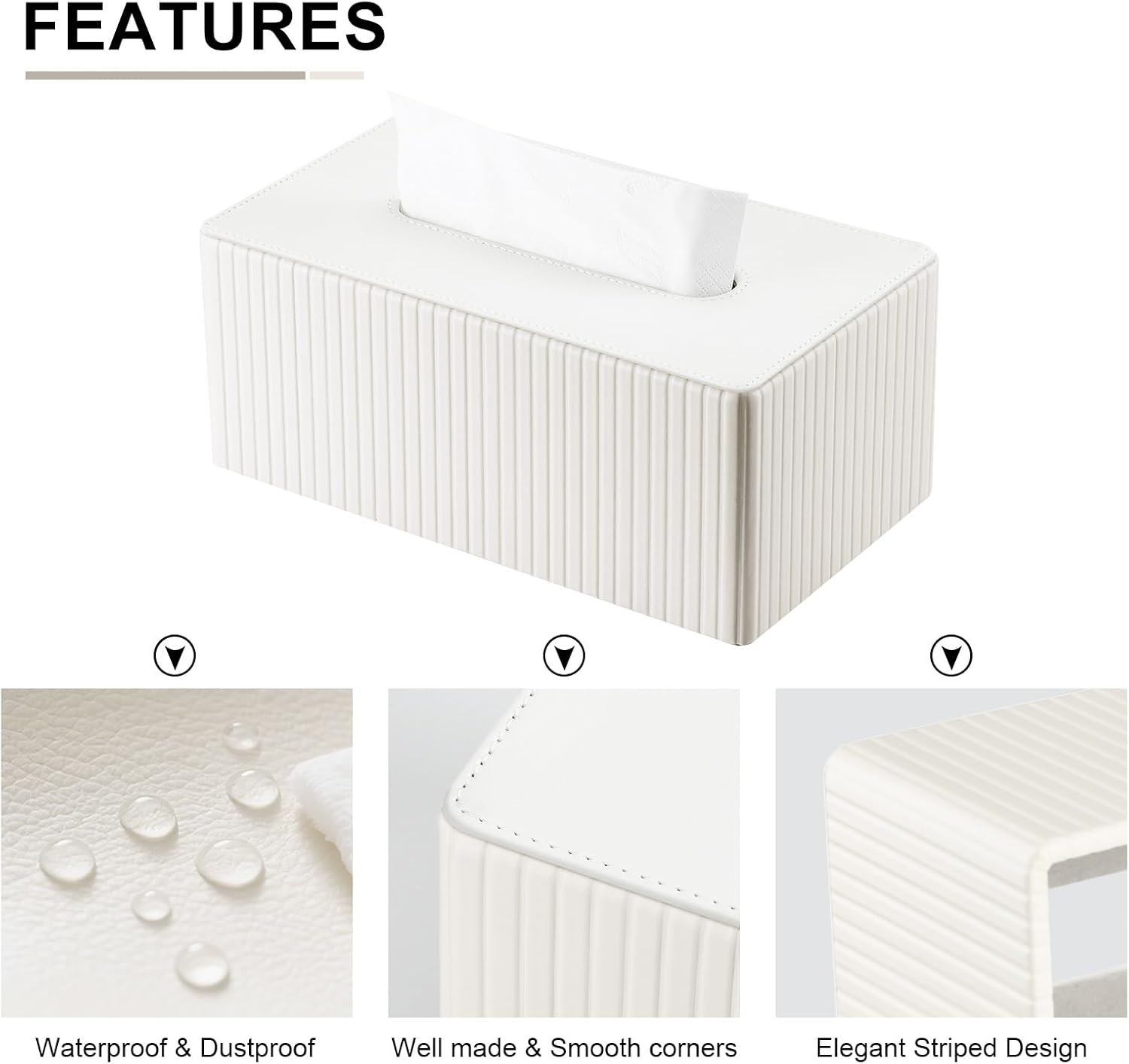 Kosmetiktücherbox Taschentuchbox, Rechteckige Tissue Box Tücherbox für Wohnzimme - Bild 40 von 45
